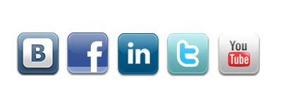    Facebook, Twitter, LinkedIn, YouTube  