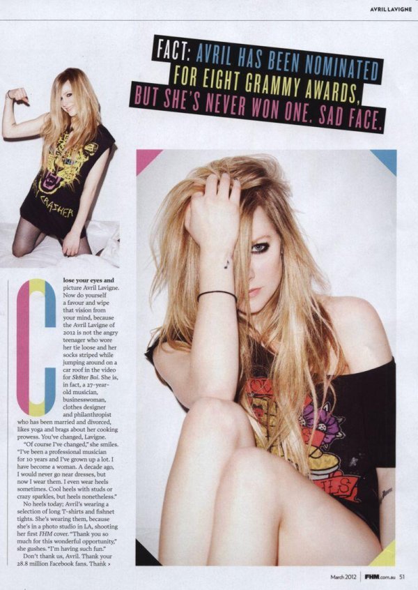 Avril Lavigne - FHM March 2012 Australia