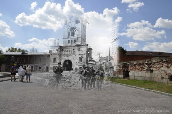 Совмещенные военные и современные снимки Брестской крепости