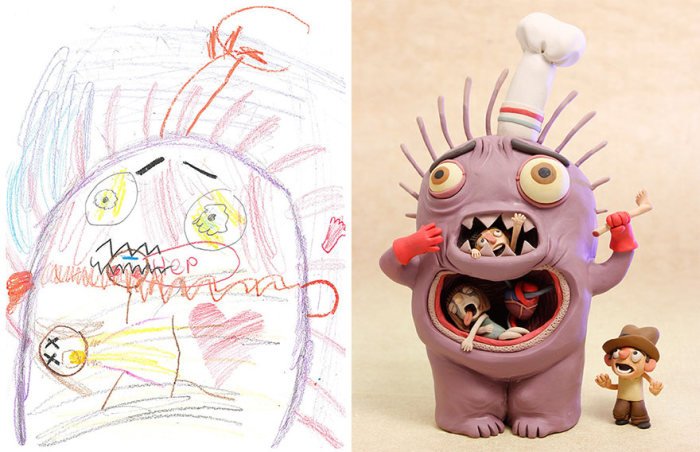 Необычные монстры на основе детских рисунков