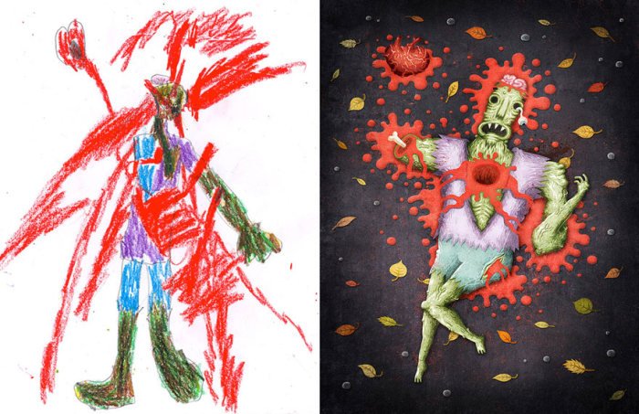 Необычные монстры на основе детских рисунков