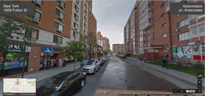 Склеенные панорамы Google Street View показали сходство между Нью-Йорком и Красноярском
