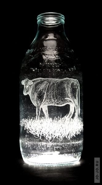 Рисунки на бутылках от молока