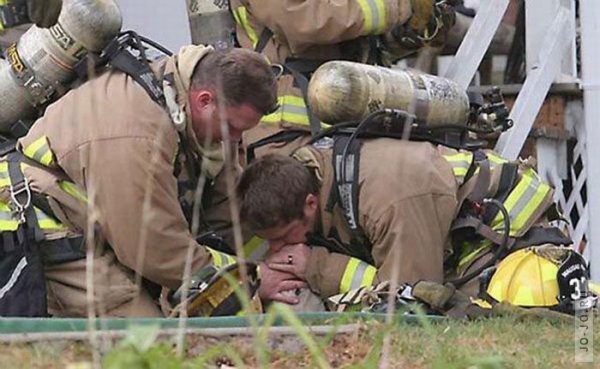 Отважный пожарный спас собаку