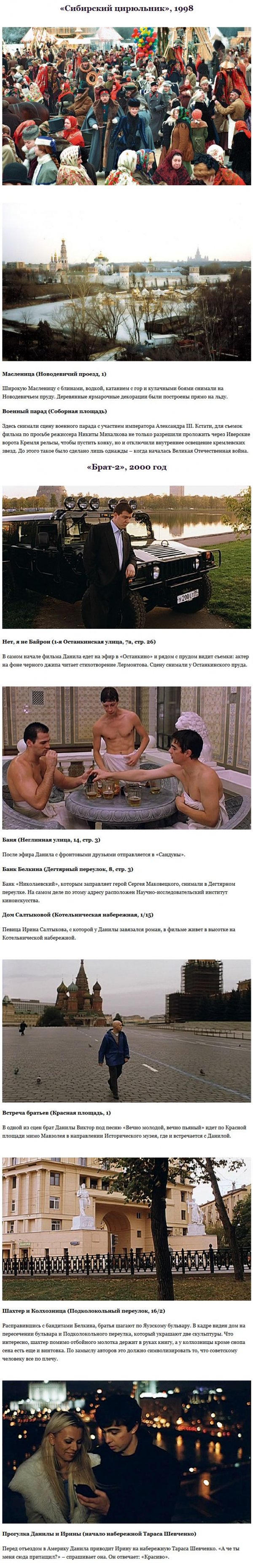 Места съемок культовых кинофильмов в Москве