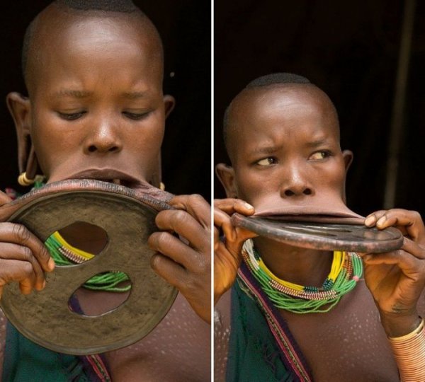 В Эфиопии найдена девушка с самым большим в мире диском в губе