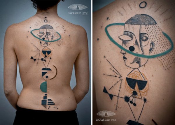 Необычные татуировки в кубическом стиле