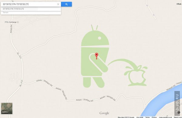 Робот Google помочился на логотип Apple на карте Пакистана