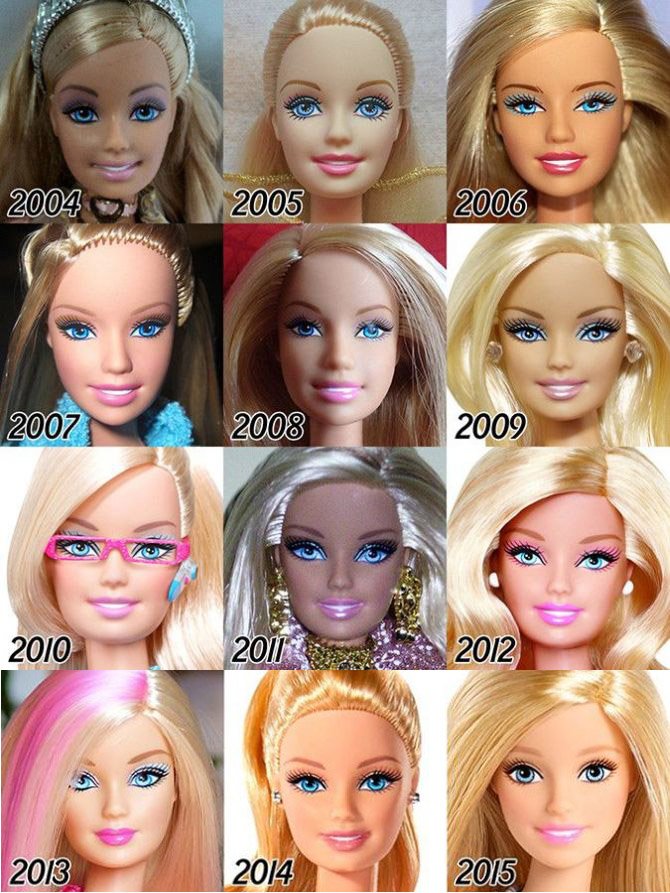 Как с годами менялось лицо куклы Барби