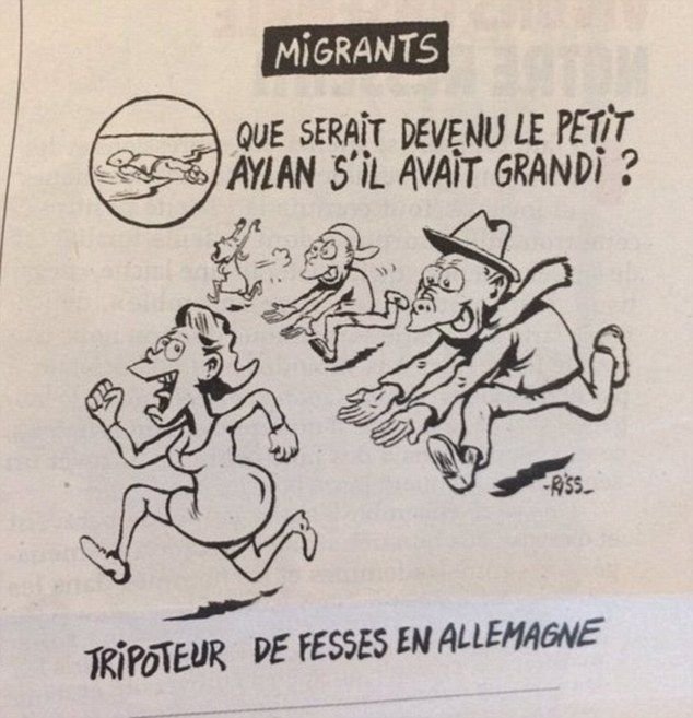 Сатирический журнал Charlie Hebdo нарисовал карикатуру на утонувшего сирийского мальчика