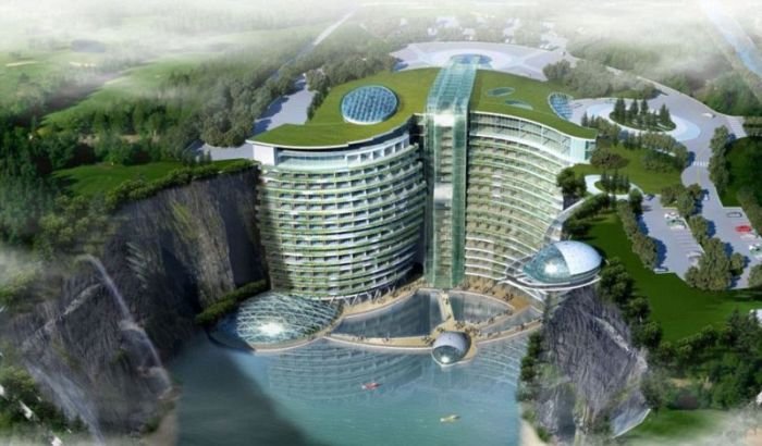 В заброшенном китайском карьере строят 19-этажный отель