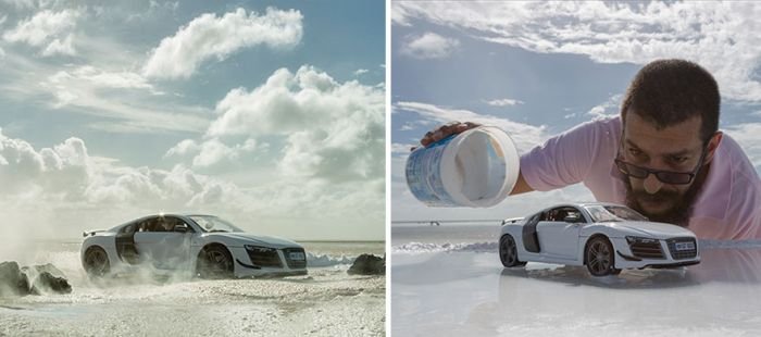  Фотограф сделал рекламные снимки Audi R8 с помощью игрушечной модели (8 фото)