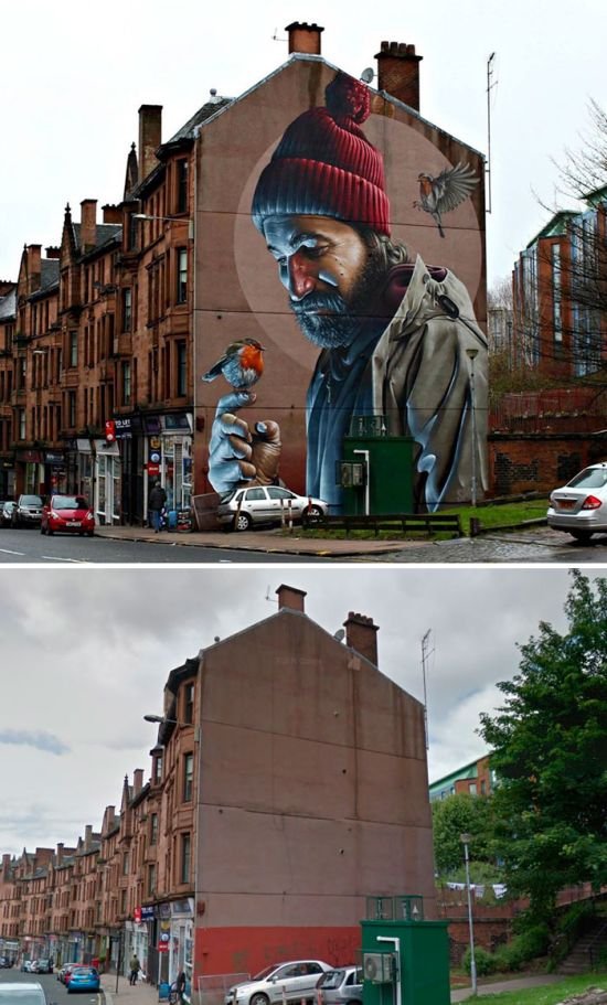  Как уличные художники преображают здания (23 фото)