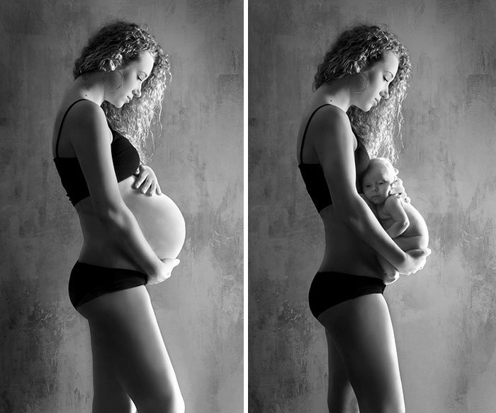  Прекрасные фото во время беременности и после нее (35 фото)