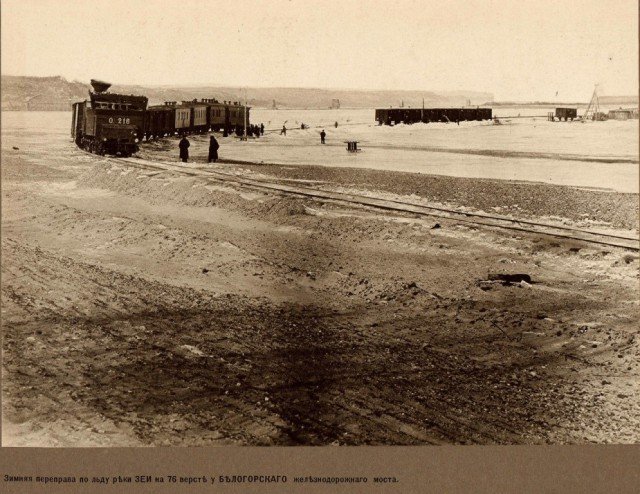 Операция по поднятию паровоза со дна реки Зея, 1911 год (10 фото)