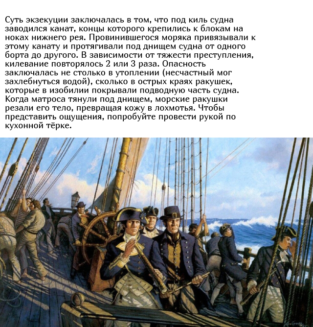 Протаскивание под килем, или как наказывали провинившихся пиратов и моряков (4 фото)